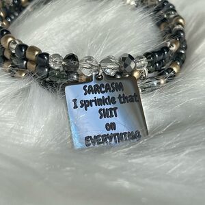 Handmade sarcasm beaded charm‎ wrap bracelet, gift bracelet, charm bracelet